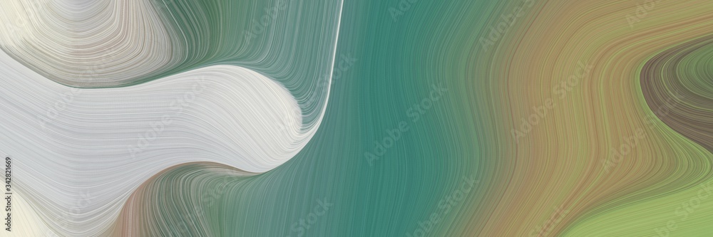 Poster abstract dynamic header with gray gray, teal blue and silver colors. fluid curved flowing waves and curves