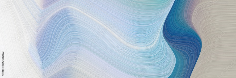 Poster abstract dynamic designed horizontal header with light gray, pastel blue and teal blue colors. fluid