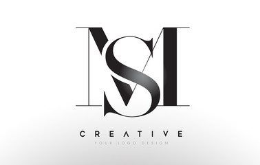 MS sm letter design logo logotype icon concept with serif font and classic elegant style look vector