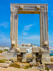 Fototapeta na wymiar Portara - ruins of ancient temple of Delian Apollo on Naxos island, Cyclades, Greece