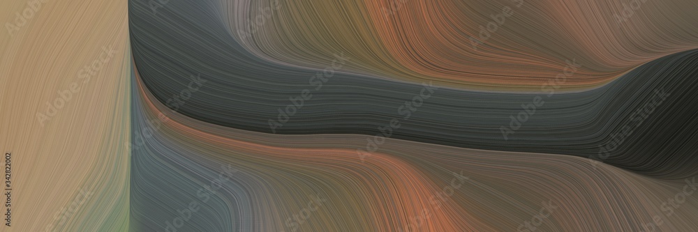 Poster abstract modern designed horizontal header with dark olive green, old mauve and rosy brown colors. fluid curved lines with dynamic flowing waves and curves