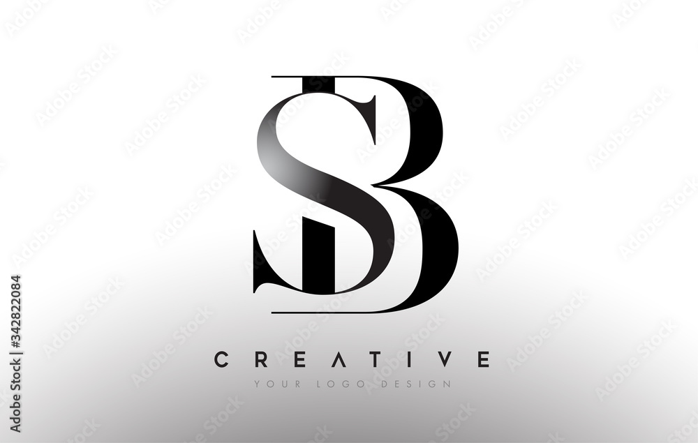 Wall mural sb bs letter design logo logotype icon concept with serif font and classic elegant style look vector
