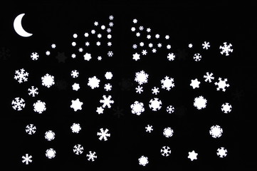 Moon with snow star lights 
