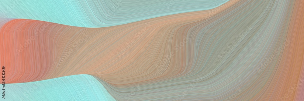 Poster abstract flowing horizontal banner with rosy brown, light blue and dark salmon colors. fluid curved 