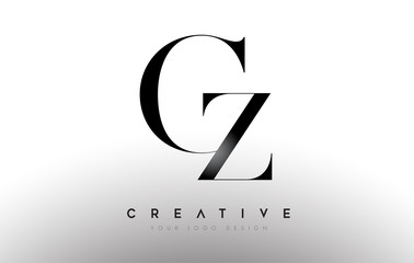 GZ cz letter design logo logotype icon concept with serif font and classic elegant style look vector - obrazy, fototapety, plakaty