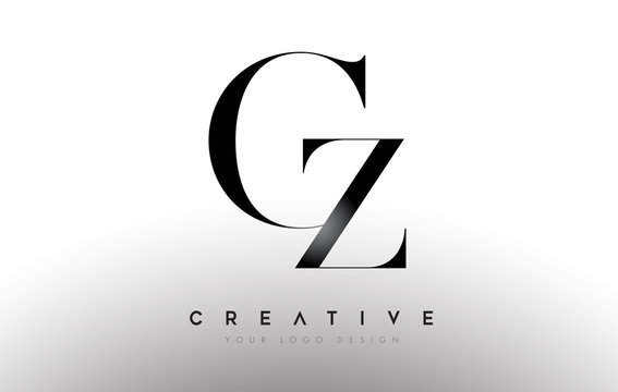 GZ cz letter design logo logotype icon concept with serif font and classic elegant style look vector