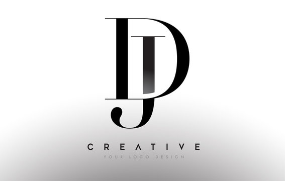DJ jd letter design logo logotype icon concept with serif font and classic elegant style look vector