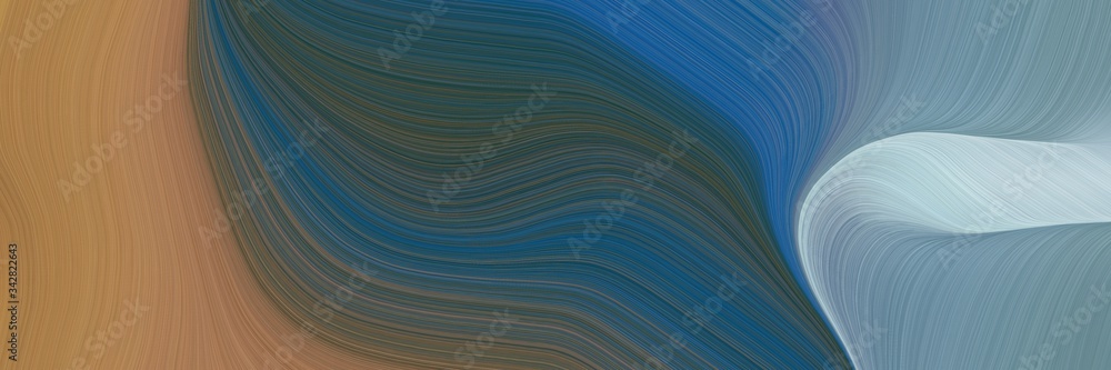 Poster abstract modern designed horizontal banner with teal blue, dark slate gray and peru colors. fluid curved lines with dynamic flowing waves and curves