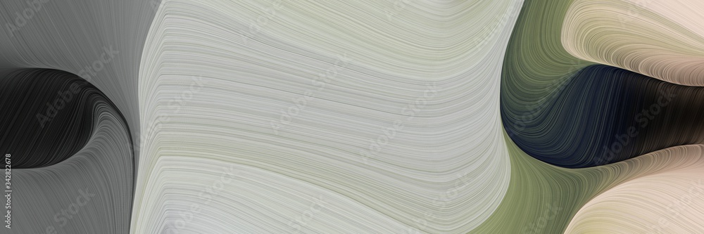 Poster abstract surreal banner with ash gray, very dark blue and silver colors. fluid curved lines with dyn