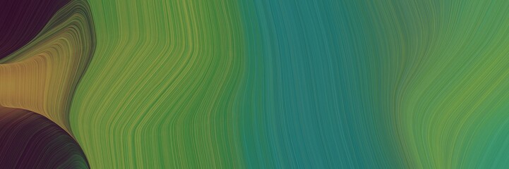 abstract flowing banner with sea green, pastel brown and very dark blue colors. fluid curved flowing waves and curves