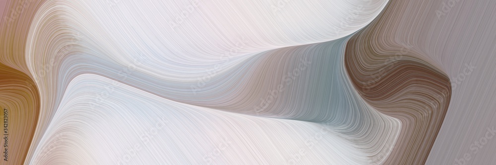 Poster abstract decorative horizontal header with silver, light gray and pastel brown colors. fluid curved 