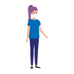 young woman using face mask isolated icon vector illustration design
