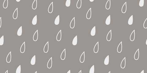 Seamless hand drawn geometric raindrops in vector illustration. Gray pastel colors cute simple design for scrapbooking wallpaper textile craft paper. Muted illustration colors for aesthetic.