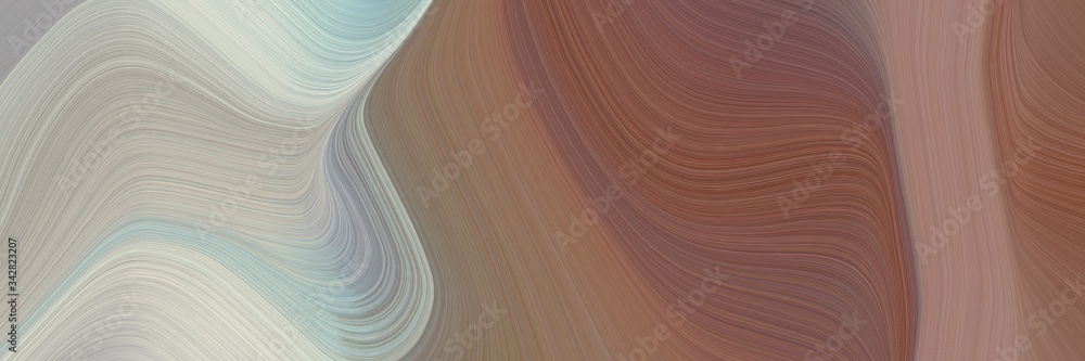 Aufkleber abstract decorative horizontal banner with pastel brown, silver and ash gray colors. fluid curved li