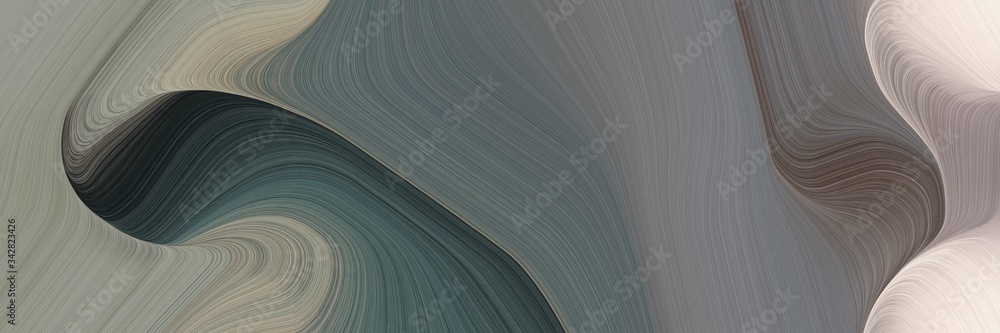 Aufkleber abstract modern horizontal banner with dim gray, light gray and very dark blue colors. fluid curved lines with dynamic flowing waves and curves