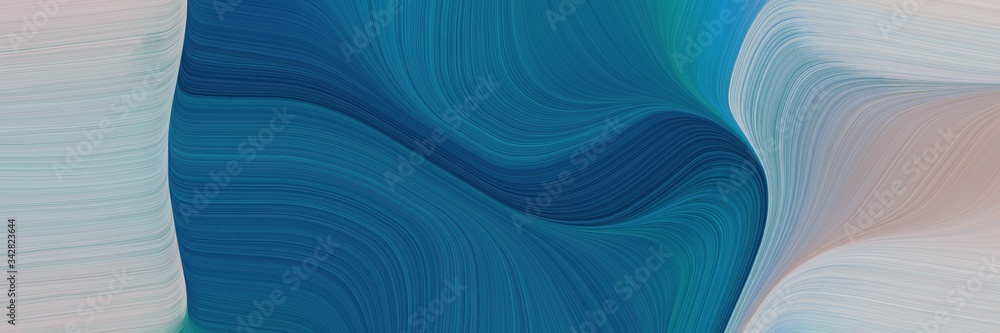 Fototapete abstract artistic designed horizontal header with teal, ash gray and cadet blue colors. fluid curved lines with dynamic flowing waves and curves