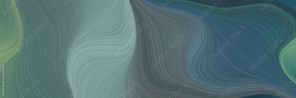 Poster abstract modern designed horizontal banner with dim gray, dark sea green and dark slate gray colors. fluid curved flowing waves and curves