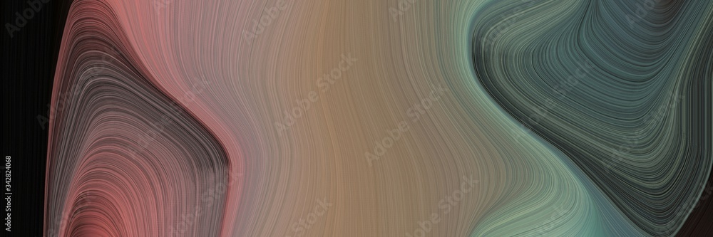 Poster abstract modern horizontal header with dim gray, pastel brown and very dark green colors. fluid curv