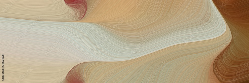 Leinwandbilder abstract decorative designed horizontal header with tan, brown and pastel gray colors. fluid curved lines with dynamic flowing waves and curves