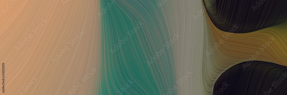 Poster abstract dynamic designed horizontal header with dim gray, rosy brown and pastel brown colors. fluid curved flowing waves and curves