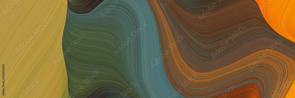 Leinwandbilder abstract artistic designed horizontal header with dark olive green, peru and brown colors. fluid cur