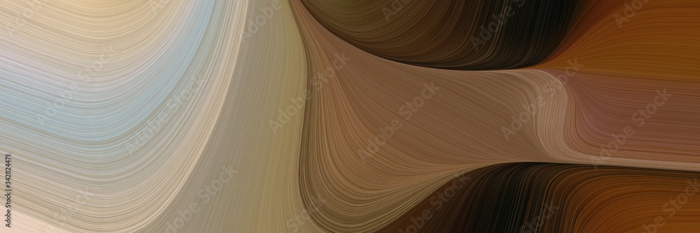 Poster abstract moving designed horizontal header with pastel brown, brown and silver colors. fluid curved 