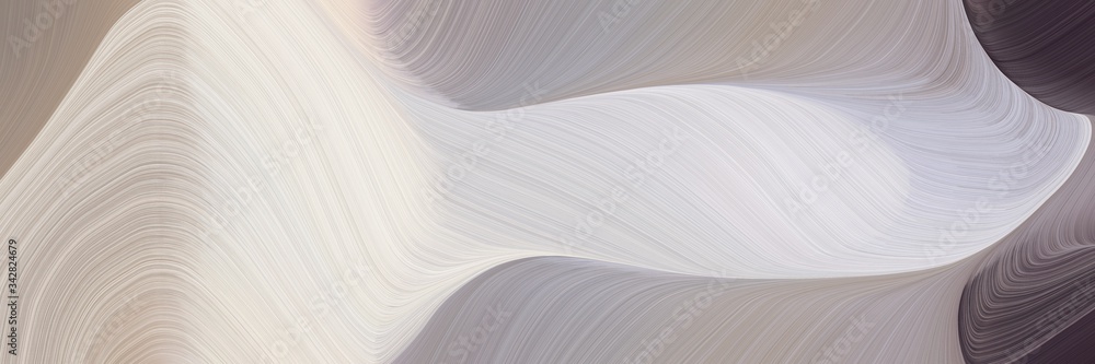Poster abstract dynamic horizontal banner with silver, pastel gray and old mauve colors. fluid curved lines with dynamic flowing waves and curves