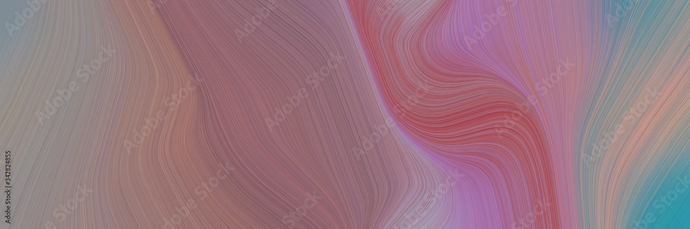 Aufkleber abstract flowing horizontal header with gray gray, antique fuchsia and blue chill colors. fluid curved lines with dynamic flowing waves and curves