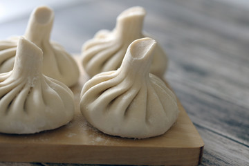 uncooked khinkali, traditional Georgian cuisine