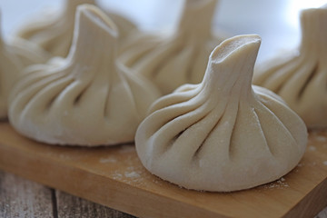 uncooked khinkali, traditional Georgian cuisine