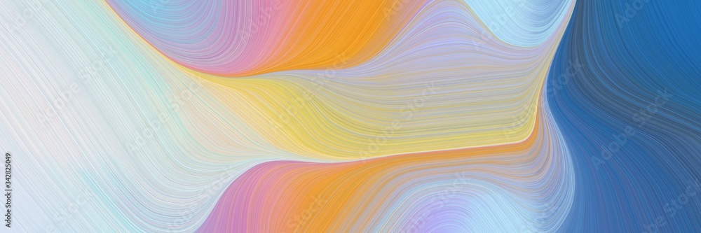 Poster abstract flowing horizontal header with pastel gray, light gray and teal blue colors. fluid curved f