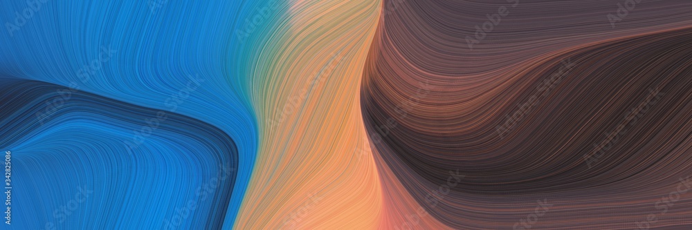 Poster abstract artistic banner design with old mauve, strong blue and dark salmon colors. fluid curved lin