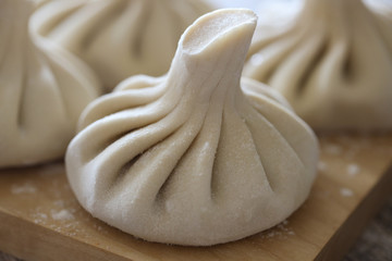uncooked khinkali, traditional Georgian cuisine