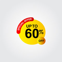 Discount Up to 60% off Special Offer Logo Vector Template Design Illustration