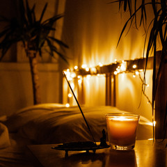 Candles by the bed