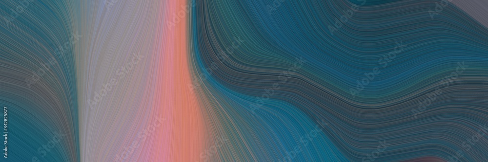Aufkleber abstract moving designed horizontal header with dark slate gray, rosy brown and gray gray colors. fluid curved flowing waves and curves