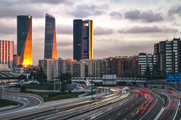 Obraz na płótnie Canvas Madrid skyline, four towers bussiness area