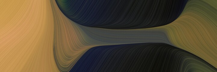 abstract decorative horizontal header with very dark blue, peru and pastel brown colors. fluid curved flowing waves and curves