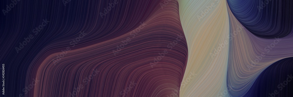 Poster abstract decorative horizontal banner with very dark blue, gray gray and old mauve colors. fluid cur