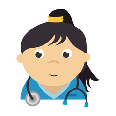 female paramedic with stethoscope isolated icon vector illustration design