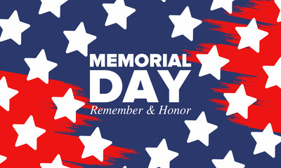 Obraz na płótnie Canvas Memorial Day in United States. Remember and Honor. Federal holiday for remember and honor persons who have died while serving in the United States Armed Forces. Celebrated in May. Vector poster