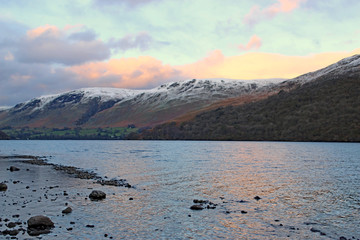 Sunset at Ullswater in the lake District	