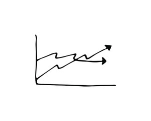 Isolated graph on white background. Business element. Doodle vector illustration.