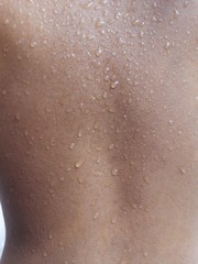 Water drops at the skin