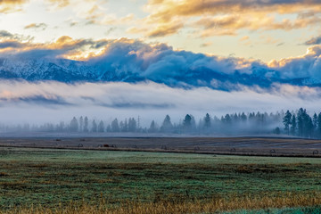 early morning spring sunrise, Flathead Valley, Montana