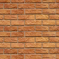 Seamless brick texture. Orange background. Wallpaper for designer. Square photo, image.