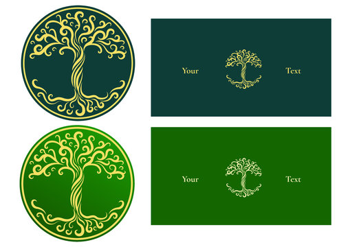Abstract vibrant tree logo design, root vector - Tree of life logo design inspiration