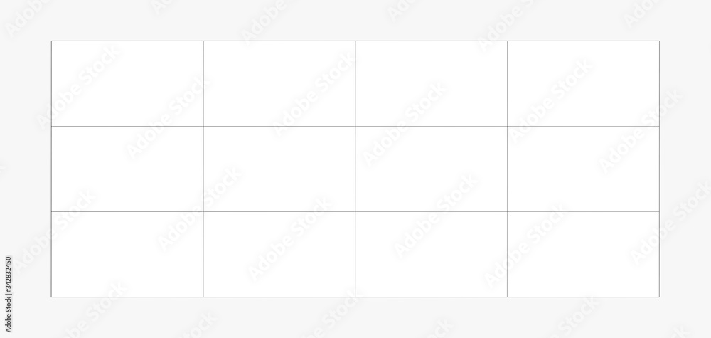 Poster front view of 4x3 video wall (12 screens) template. realistic 3d render isolated on white background