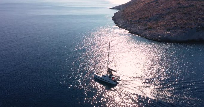 Yachts in the bay of the Greek island of Moni