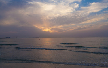 UAE, landscape sea, sunset